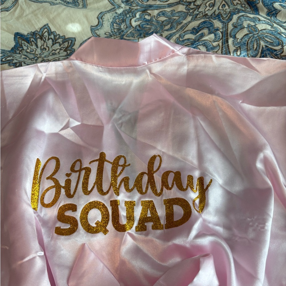 Pink Birthday Squad Kids Robe - Picture 2 of 10